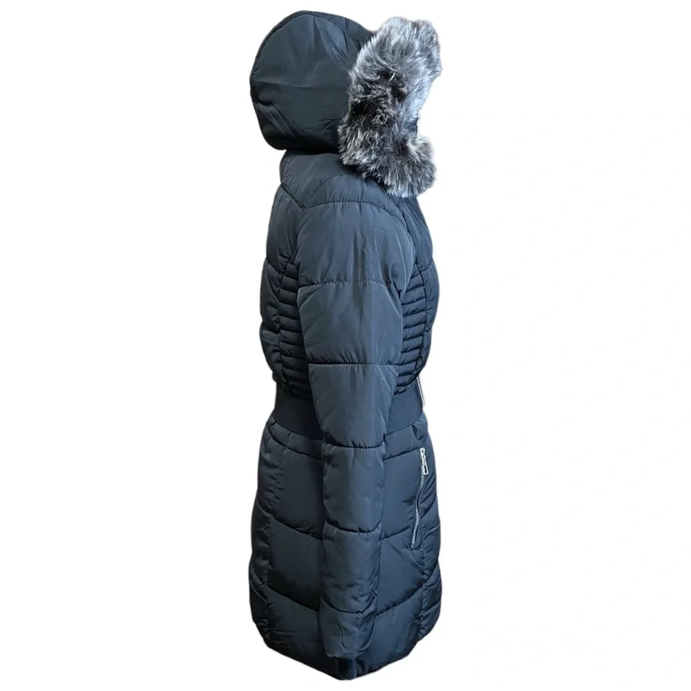 YMI Medium Black and Gold Long Winter Jacket - Picture 2 of 14